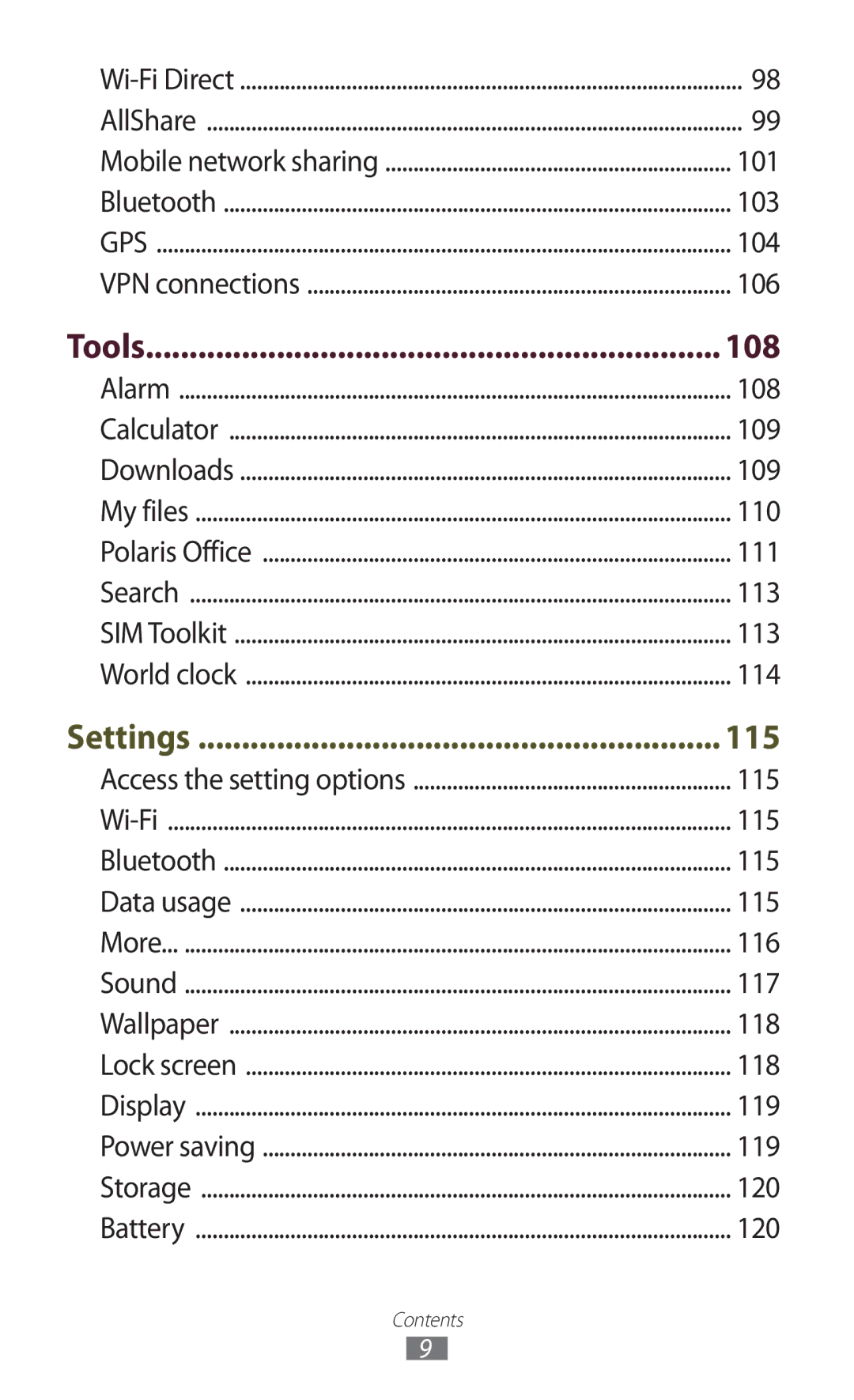 Samsung GTP5100TSATTT user manual Tools 