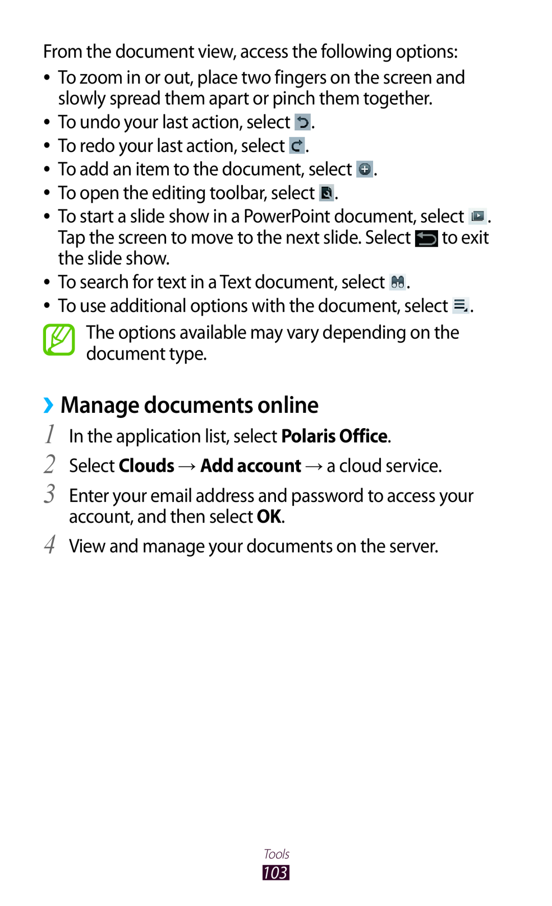 Samsung GTP5110ZWMTTT manual ››Manage documents online 
