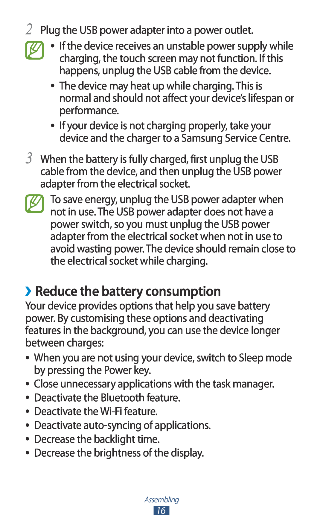 Samsung GTP5110ZWMTTT manual ››Reduce the battery consumption 