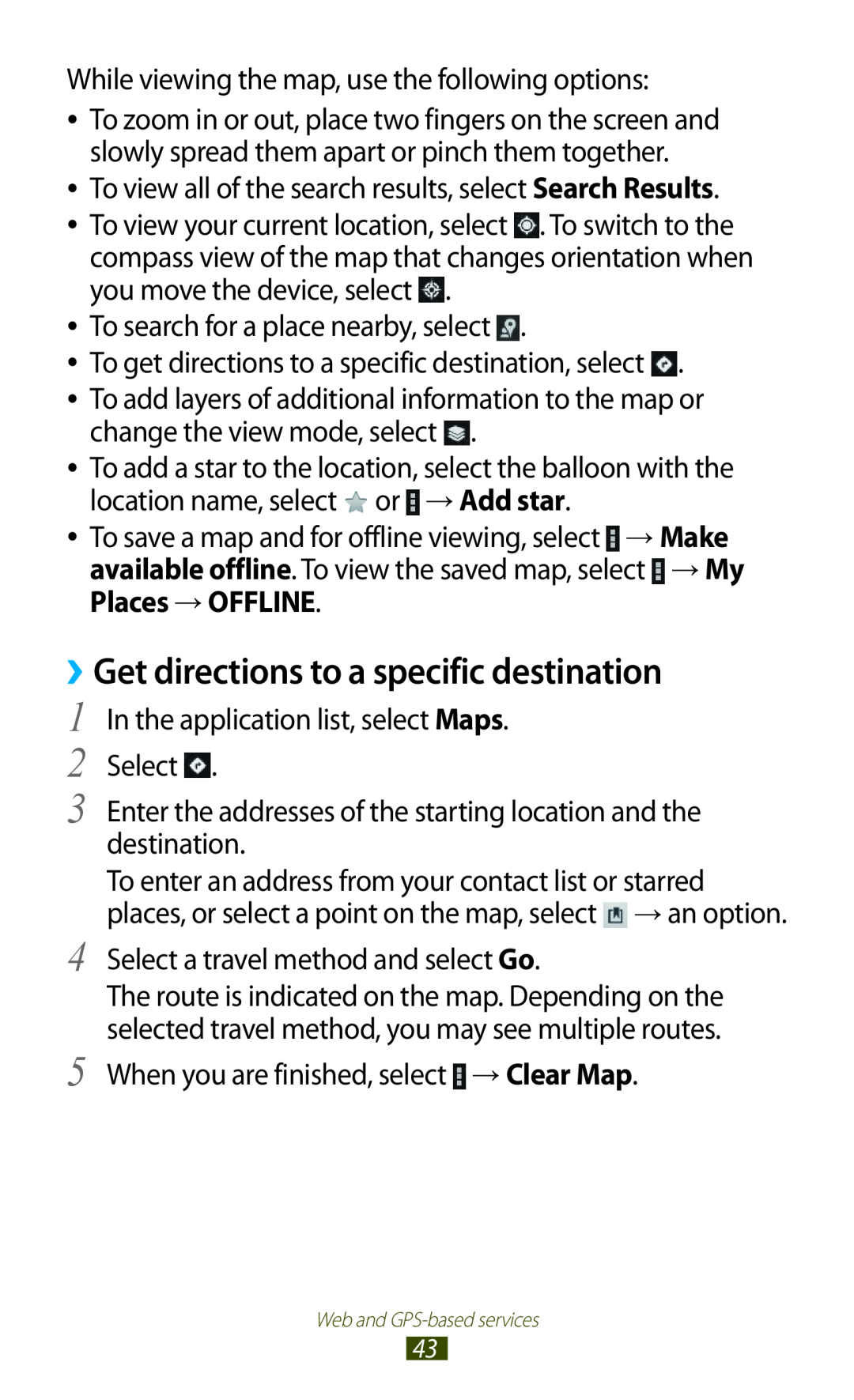 Samsung GTP5110ZWMTTT manual ››Get directions to a specific destination 