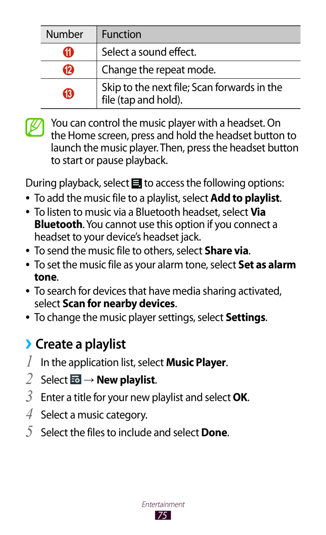 Samsung GTP5110ZWMTTT manual Create a playlist, Select → New playlist 