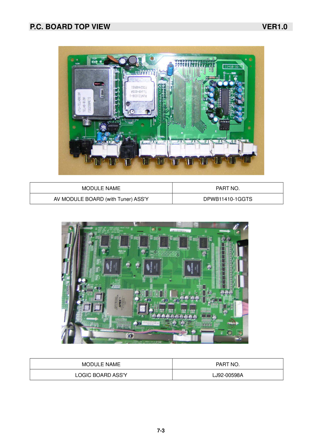 Samsung GTW-P50M603 service manual DPWB11410-1GGTS 