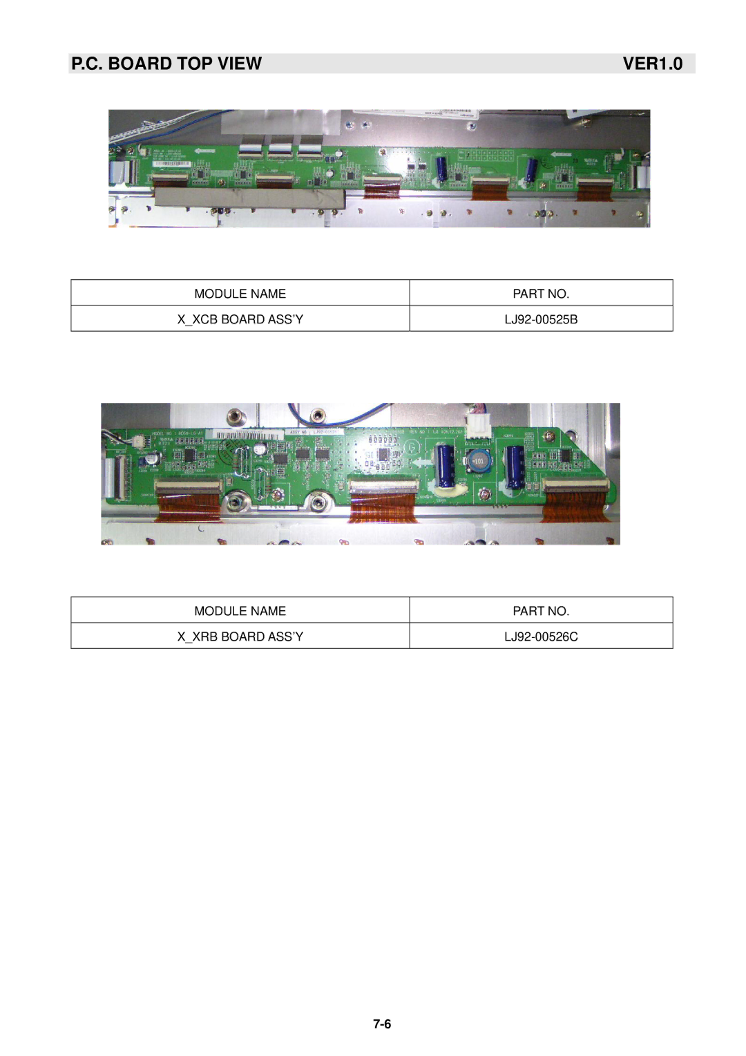 Samsung GTW-P50M603 service manual Module Name Xxcb Board ASS’Y 