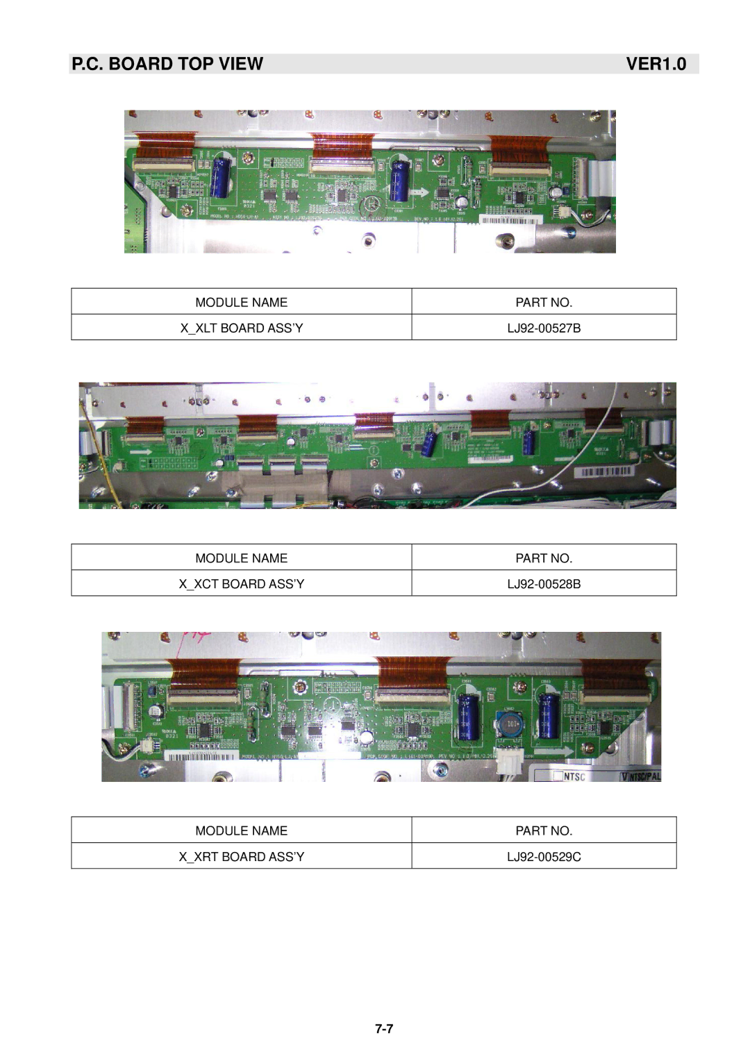 Samsung GTW-P50M603 service manual Module Name Xxlt Board ASS’Y 