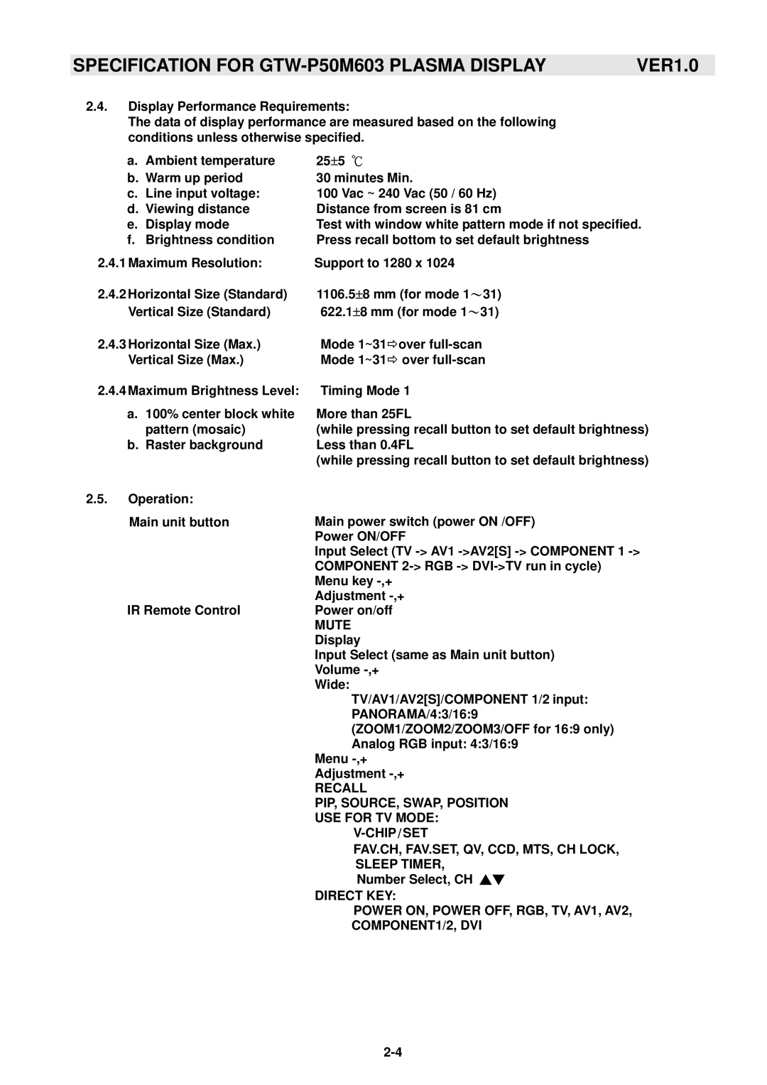 Samsung GTW-P50M603 Mute, Recall, PIP, SOURCE, SWAP, Position, USE for TV Mode, Chip/Set, Sleep Timer, Direct KEY 