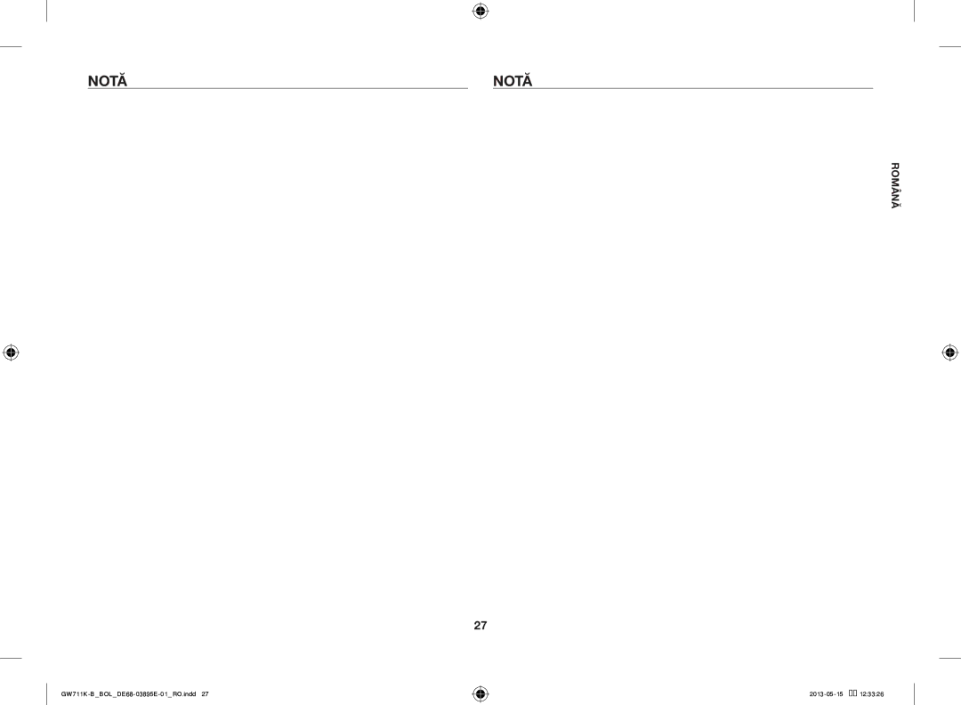 Samsung GW711K-B/BOL manual Notă 