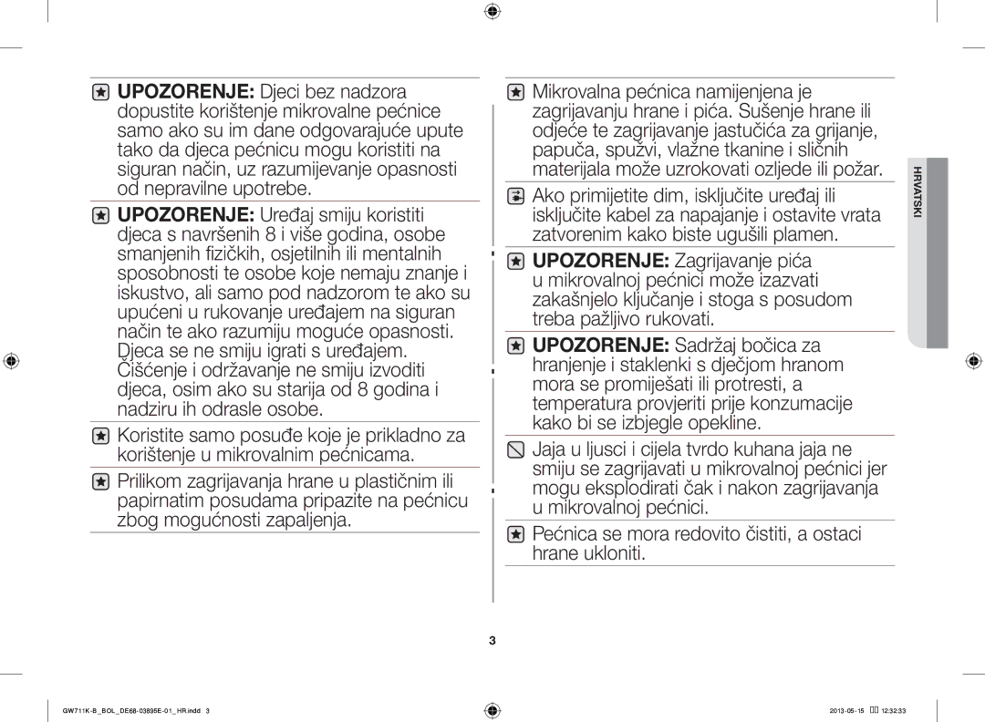 Samsung GW711K-B/BOL manual Pećnica se mora redovito čistiti, a ostaci hrane ukloniti 