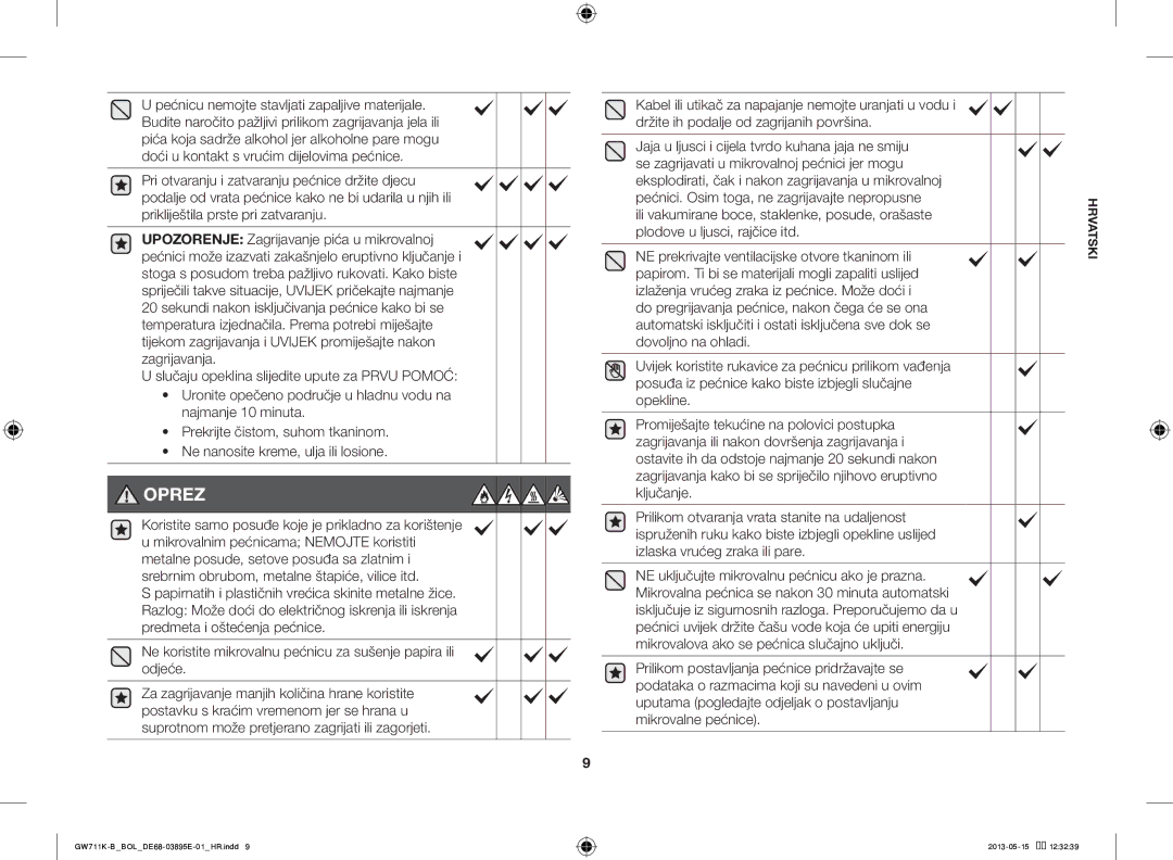 Samsung GW711K-B/BOL manual Oprez 