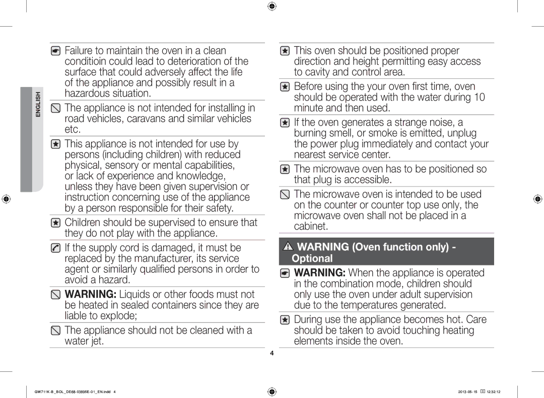 Samsung GW711K-B/BOL manual English 