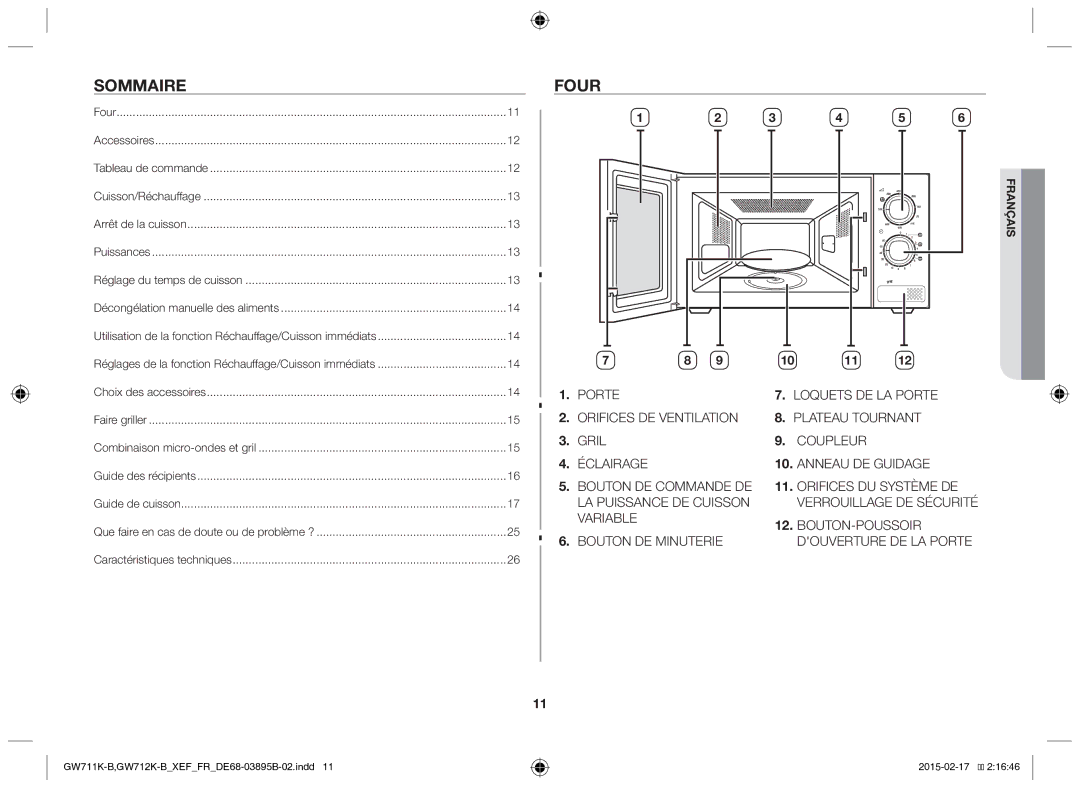 Samsung GW712K/XEF manual Sommaire, Four 