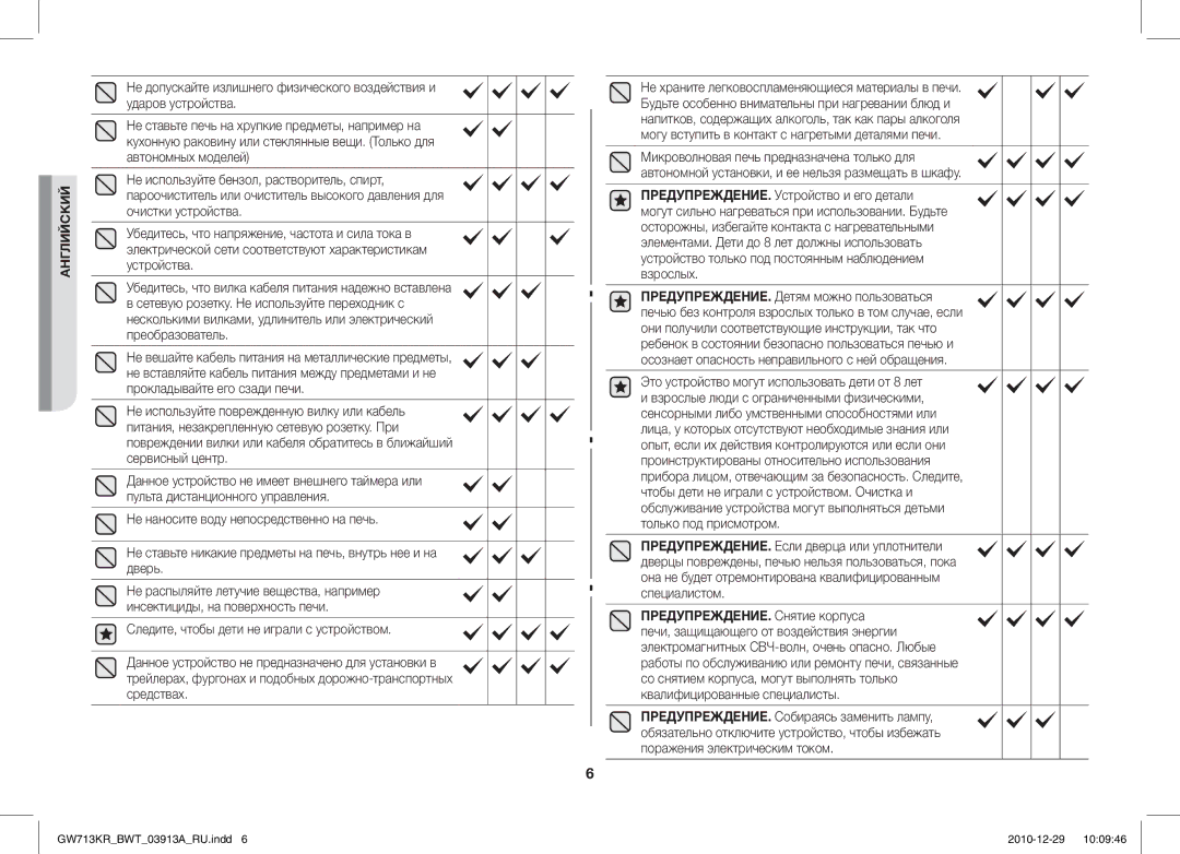 Samsung GW713KR/BWT, MW713KR/BWT manual Это устройство могут использовать дети от 8 лет 