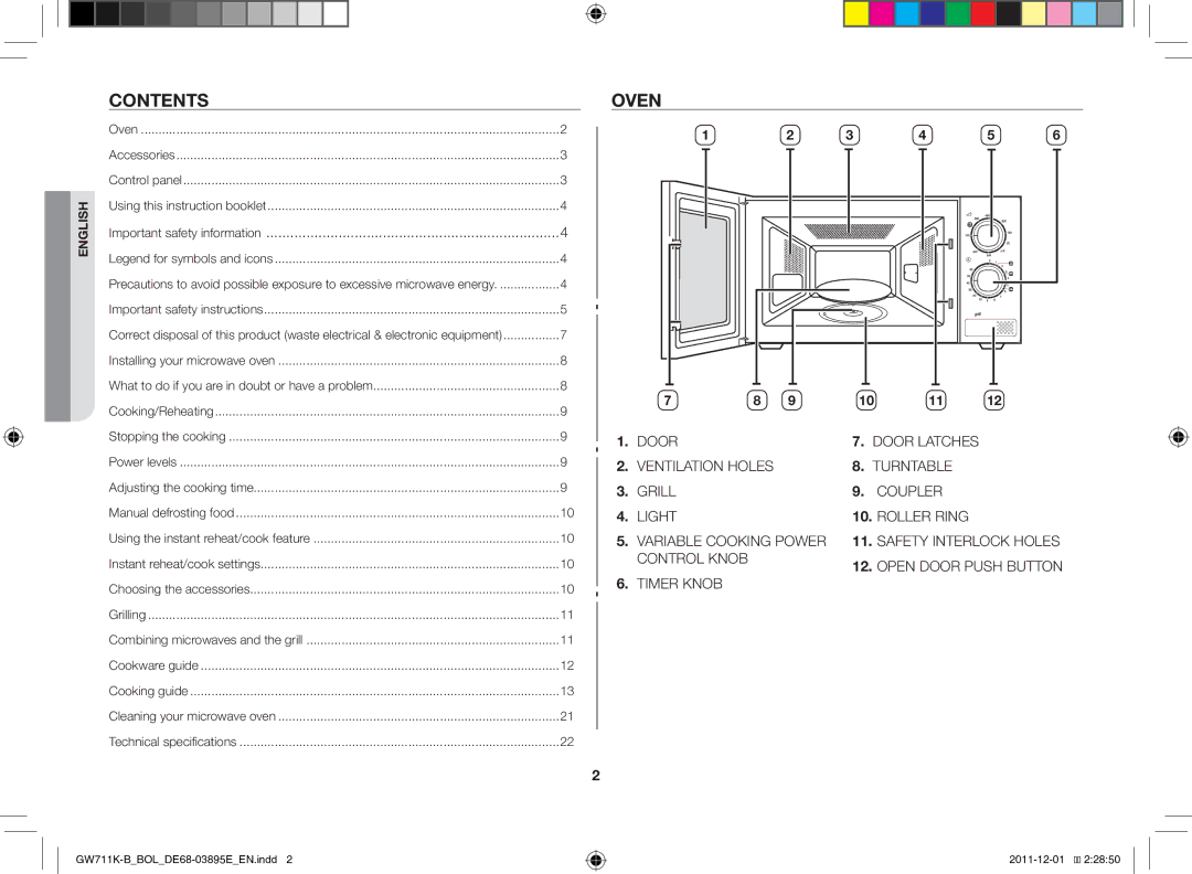 Samsung GW713K/XET manual Contents, Oven 