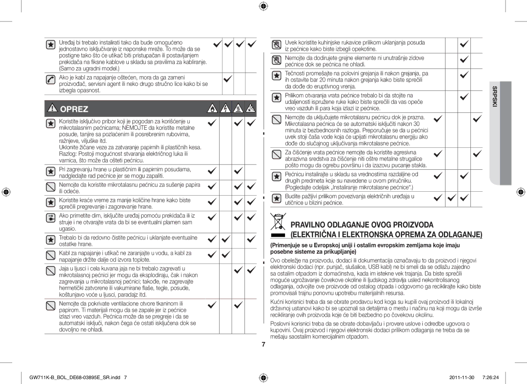 Samsung GW713K/XET manual Oprez, Prilikom otvaranja vrata pećnice trebalo bi da stojite na 