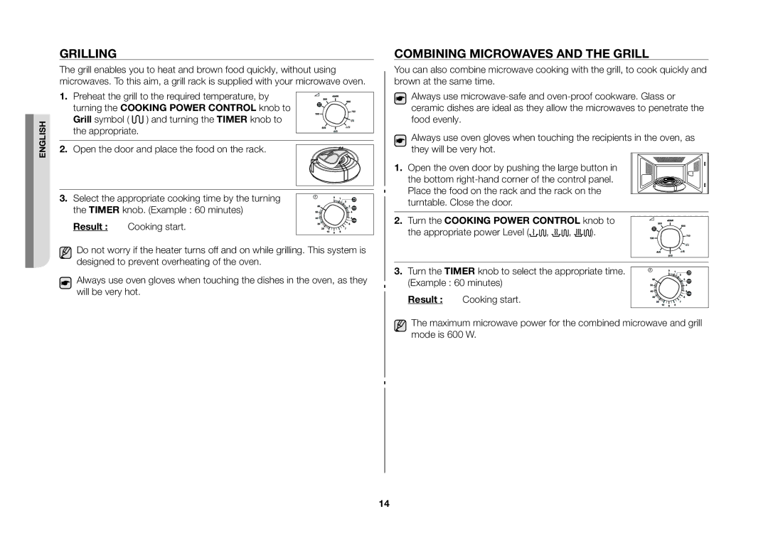 Samsung GW71B/ELE manual Grilling, Combining microwaves and the grill 
