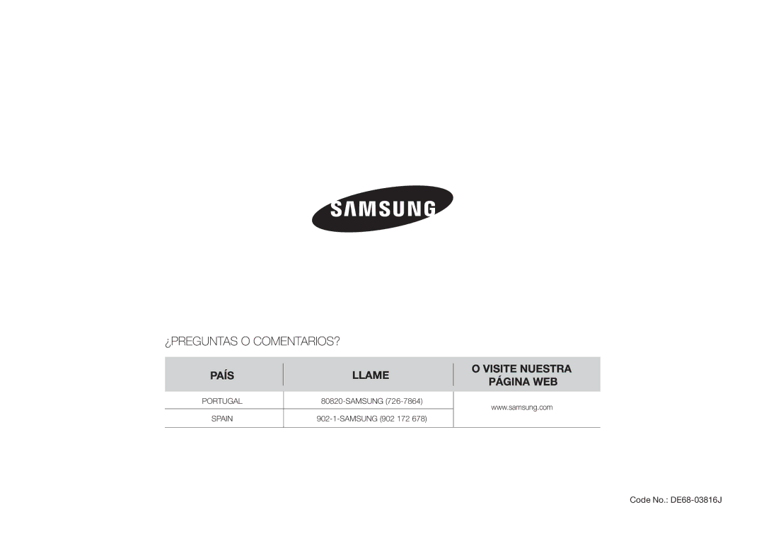 Samsung GW71B/XEC manual Portugal 