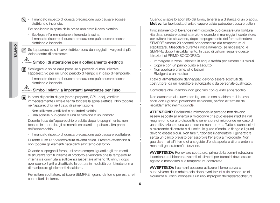 Samsung GW71B/XET, GW71B-S/XET manual Avvertenza Simboli relativi a importanti avvertenze per luso 