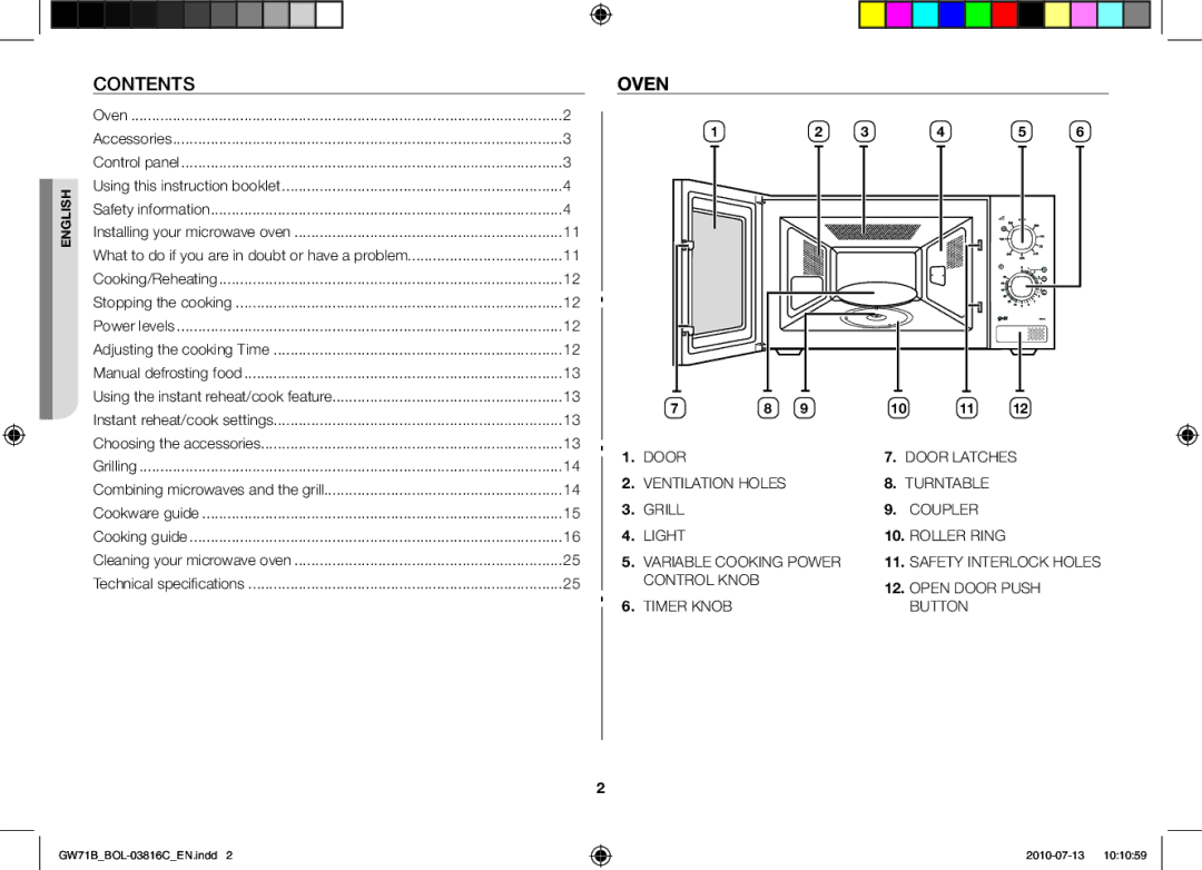 Samsung GW71B/ELE, GW71B/XET, GW71B/BOL, GW71B/XEG, GW71B/XEO manual Oven, Accessories 