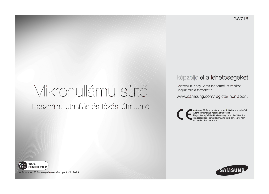 Samsung GW71B/BOL, GW71B/XET, GW71B/ELE, GW71B/XEG, GW71B/XEO manual Mikrohullámú sütő 