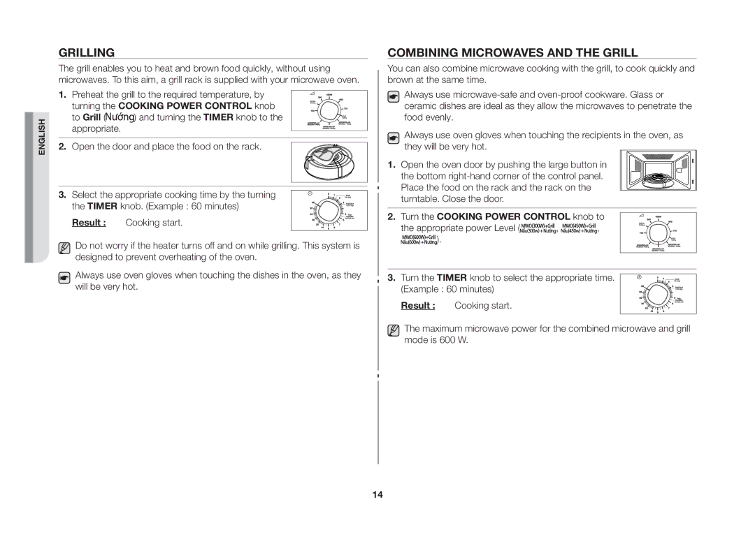Samsung GW71B/XSV manual Grilling, Combining microwaves and the grill 
