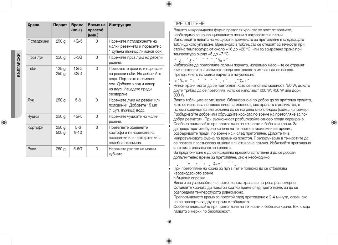 Samsung GW71C/BOL, GW71C/XEH, GW71C-S/XEH manual Претопляне 