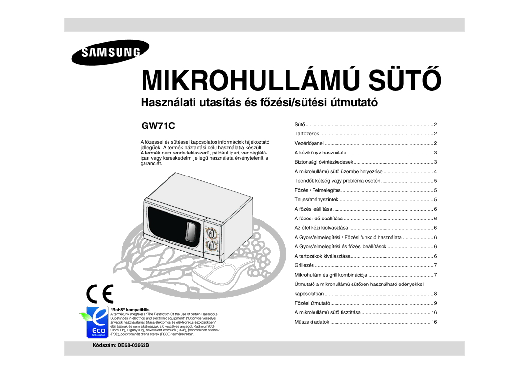 Samsung GW71C-S/XEH, GW71C/XEH manual Microwave Oven 