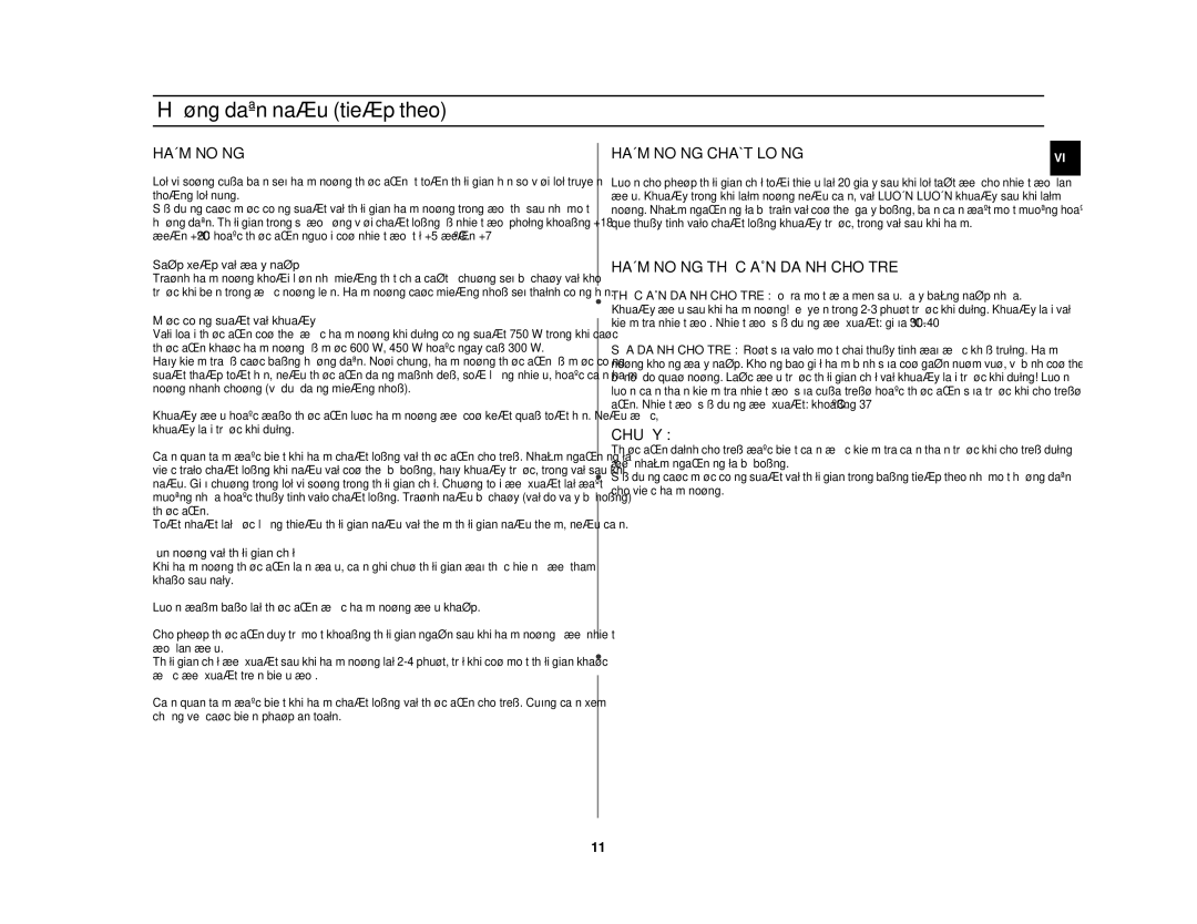 Samsung GW71C/XSV manual Haâm Noùng Thöùc AÊN Daønh CHO Treû, Chuù YÙ 