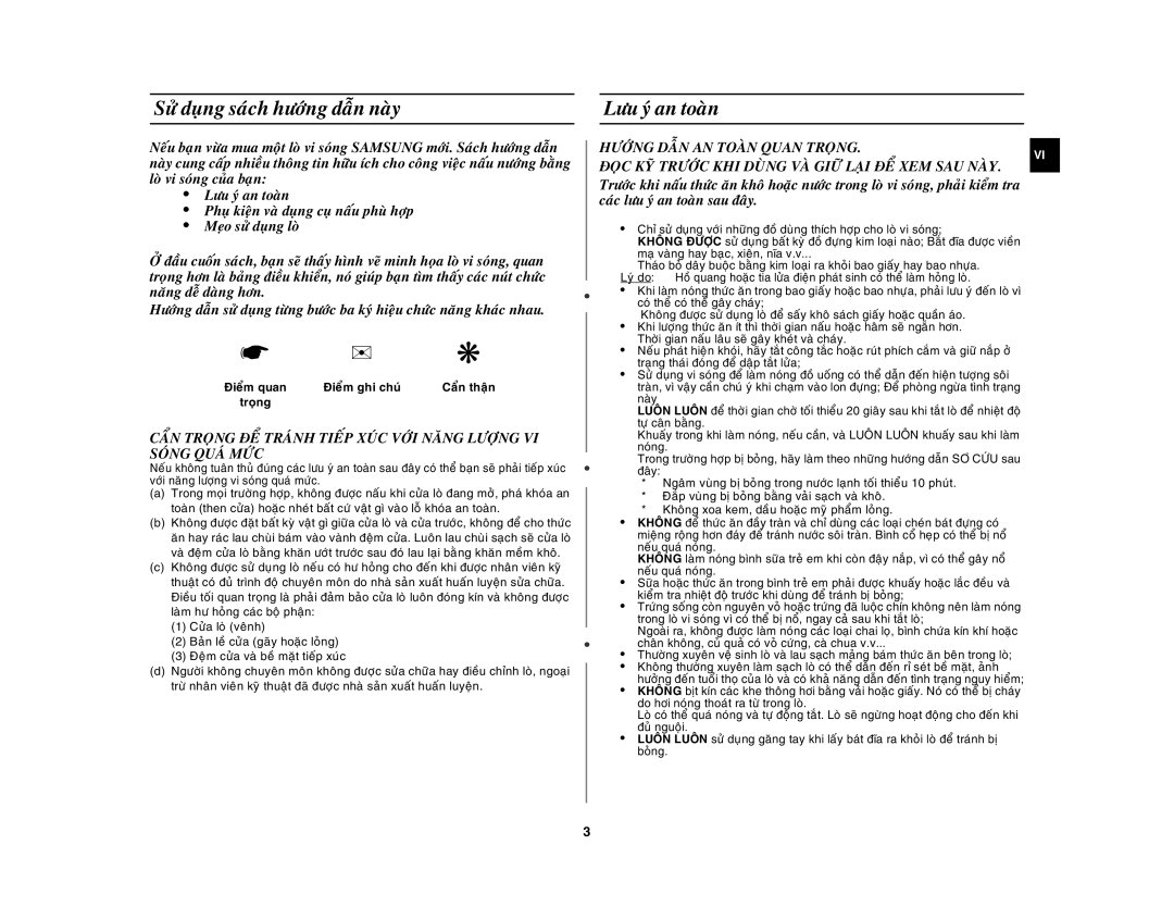 Samsung GW71C/XSV manual Söû duïng saùch höôùng daãn naøy, Löu yù an toaøn, Höôùng Daãn AN Toaøn Quan Troïng 