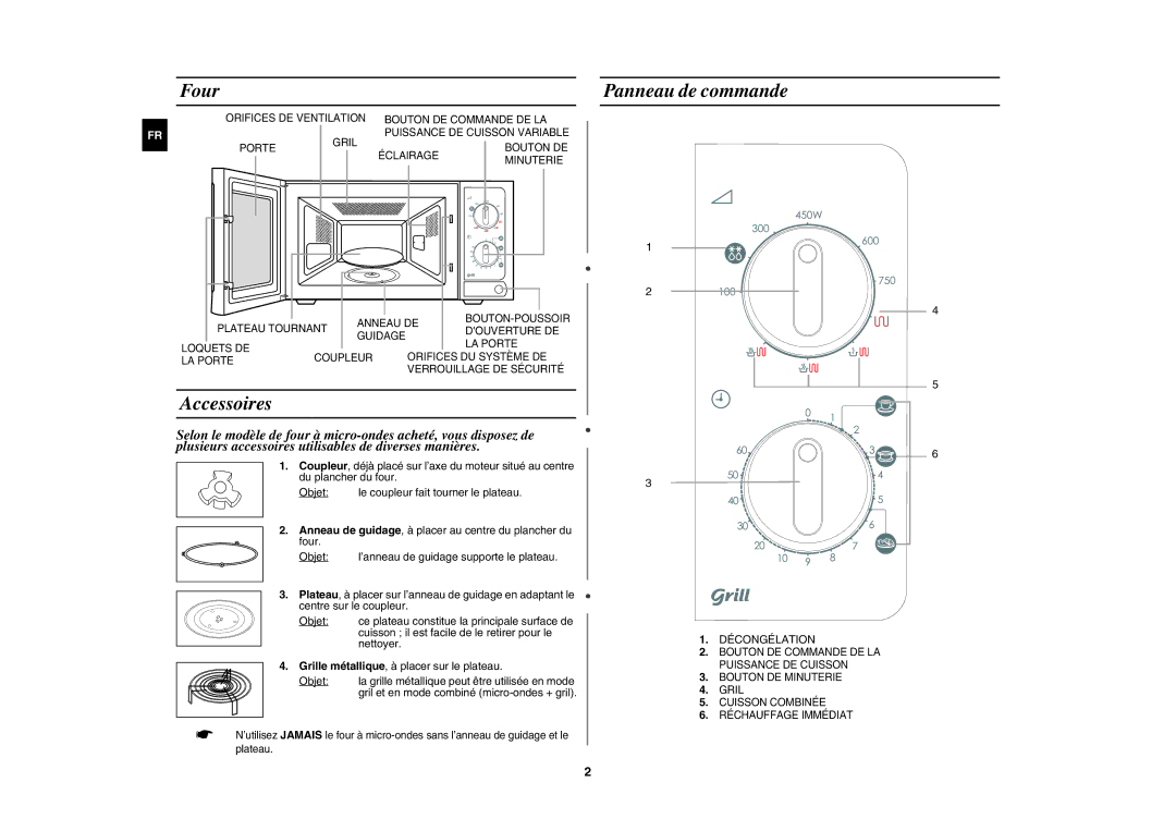 Samsung GW71E-B/XEF manual Four, Accessoires, Panneau de commande, Cuisson il est facile de le retirer pour le, Nettoyer 