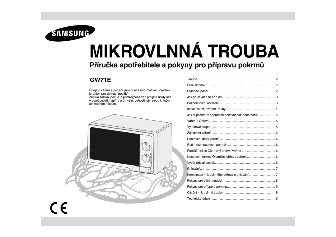 Samsung GW71E/BOL, GW71E/XEH, GW71E/GEN manual Microwave Oven 