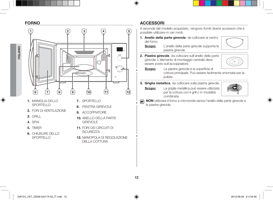 Samsung GW72V-SSX/XET manual Forno Accessori 