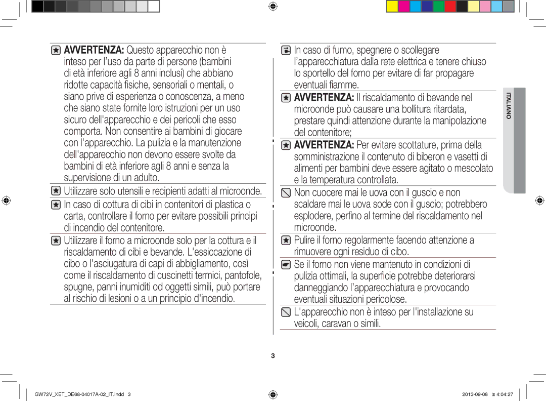 Samsung GW72V-SSX/XET manual Utilizzare solo utensili e recipienti adatti al microonde 