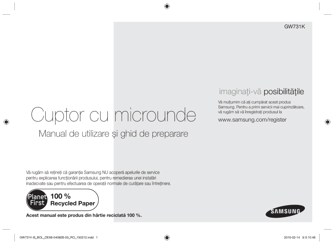 Samsung GW731K-B/BOL manual Cuptor cu microunde 