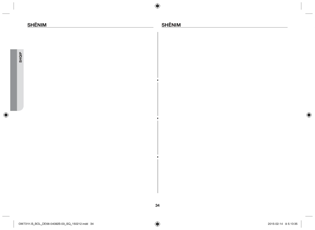 Samsung GW731K-B/BOL manual Shënim 