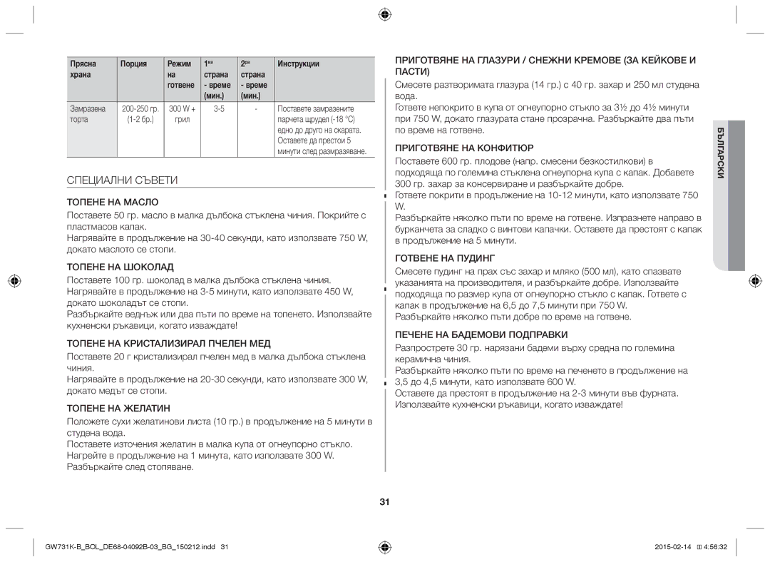 Samsung GW731K-B/BOL manual Специални Съвети 