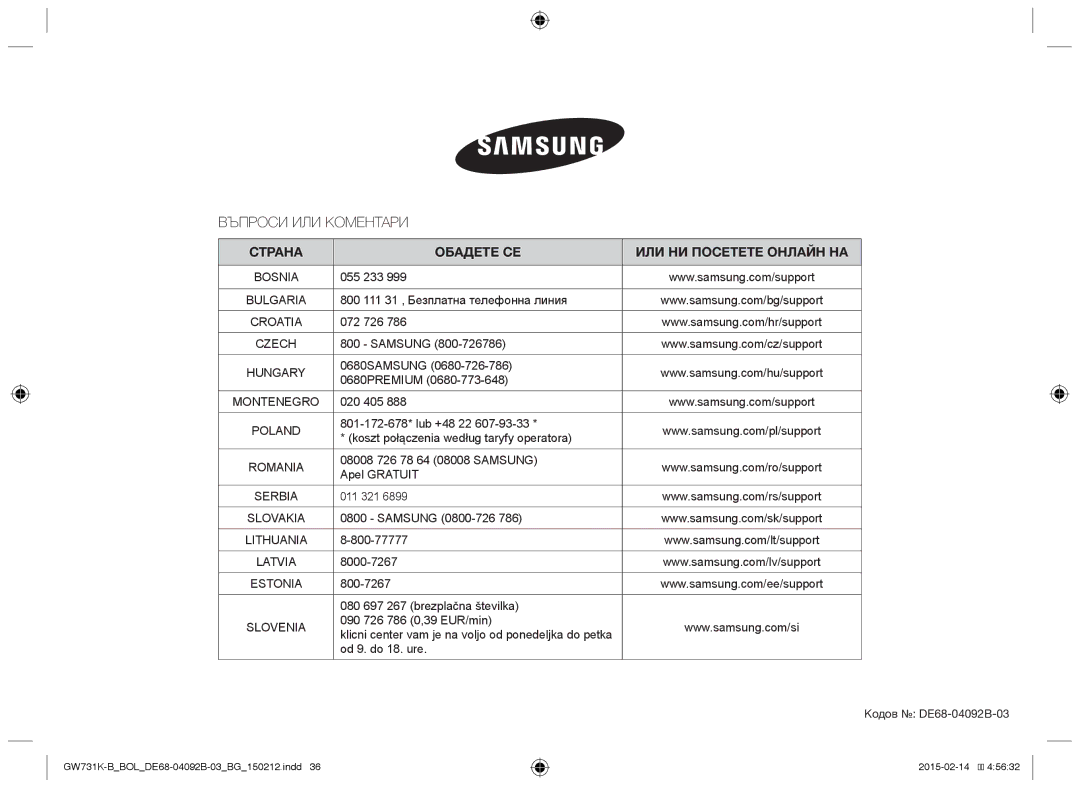 Samsung GW731K-B/BOL manual Въпроси ИЛИ Κоментари 