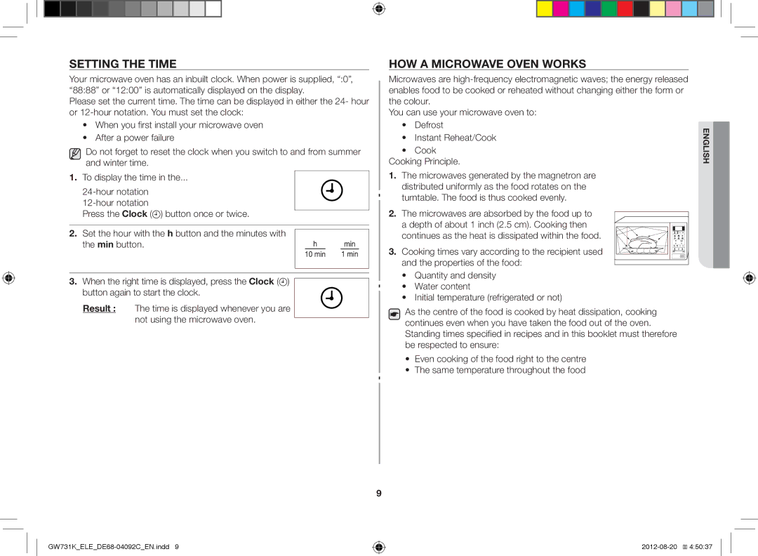 Samsung GW731K/ELE manual Setting the Time, HOW a Microwave Oven Works 