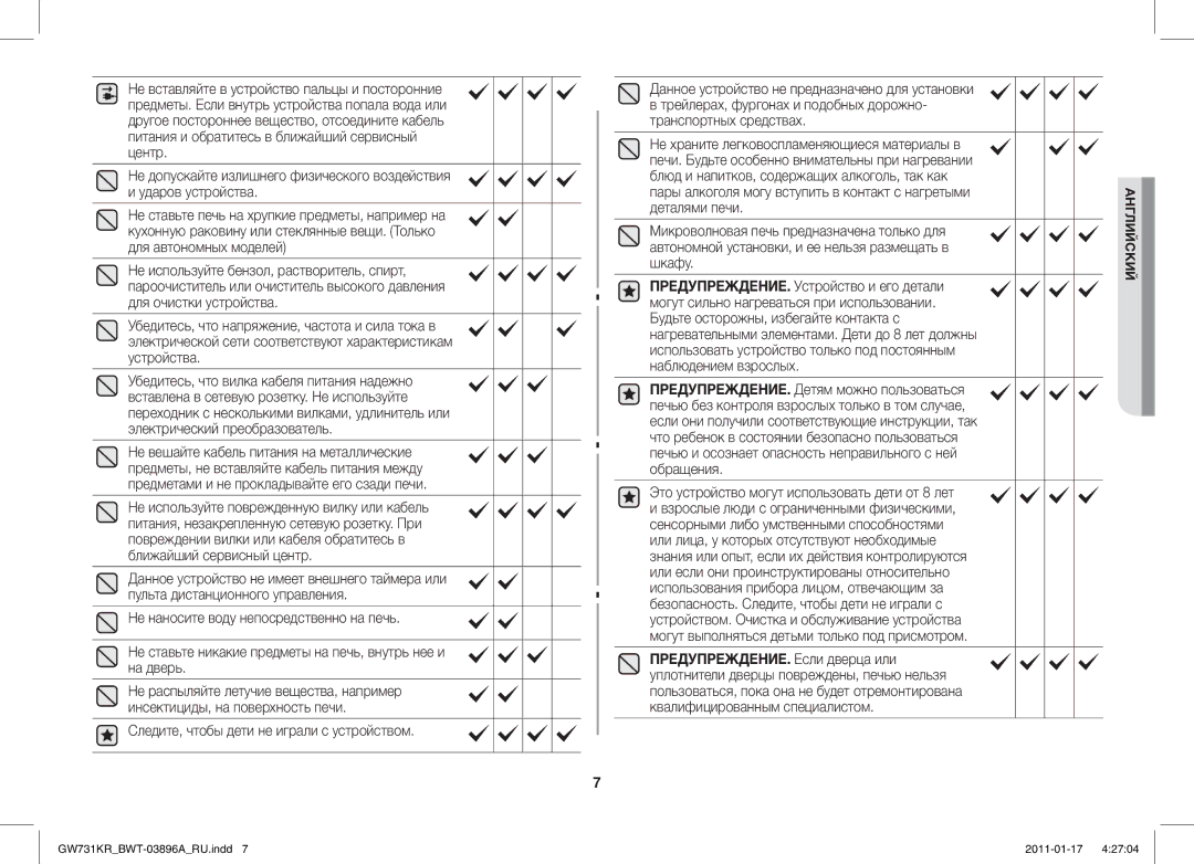 Samsung GW731KR/BWT manual Это устройство могут использовать дети от 8 лет 