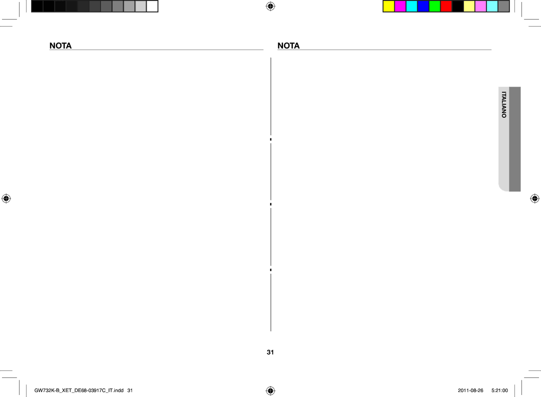 Samsung GW732K-B/XET manual Nota 