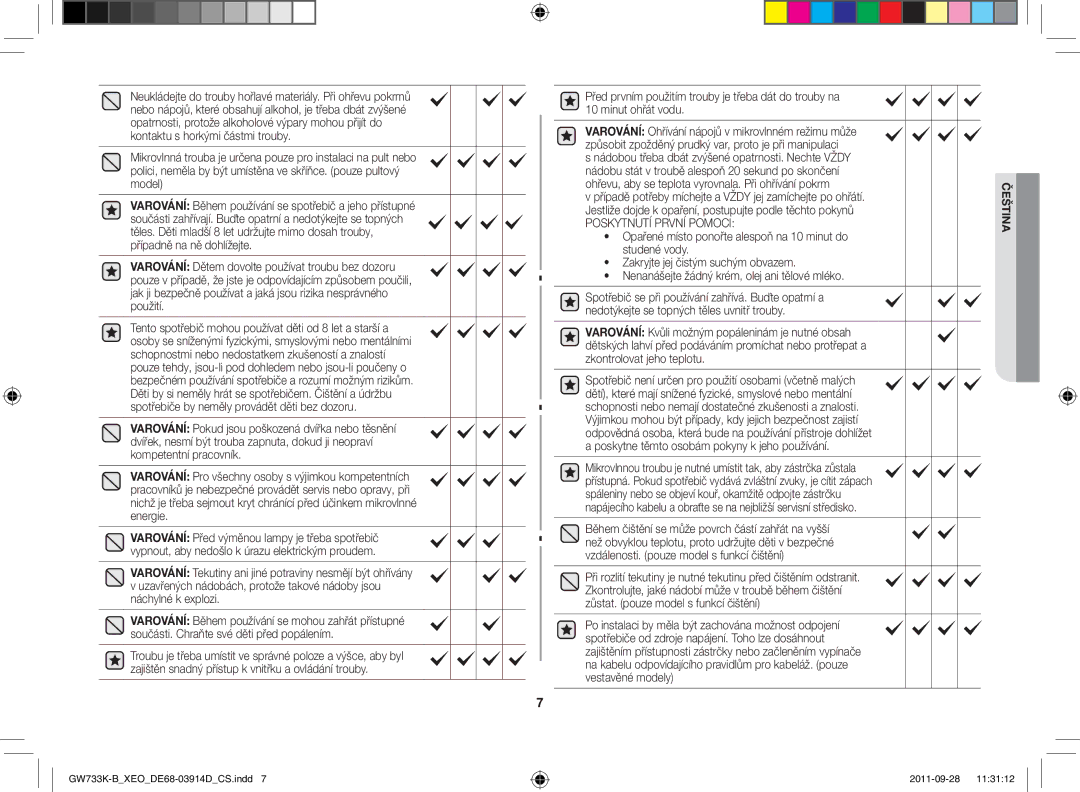 Samsung GW733K-B/XEO manual Poskytnutí První Pomoci 