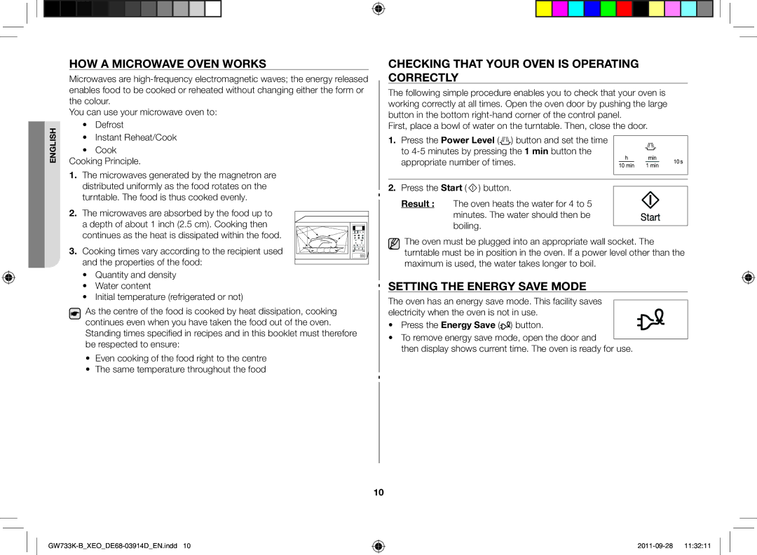 Samsung GW733K-B/XEO manual How a microwave oven works, Checking that your oven is operating correctly 