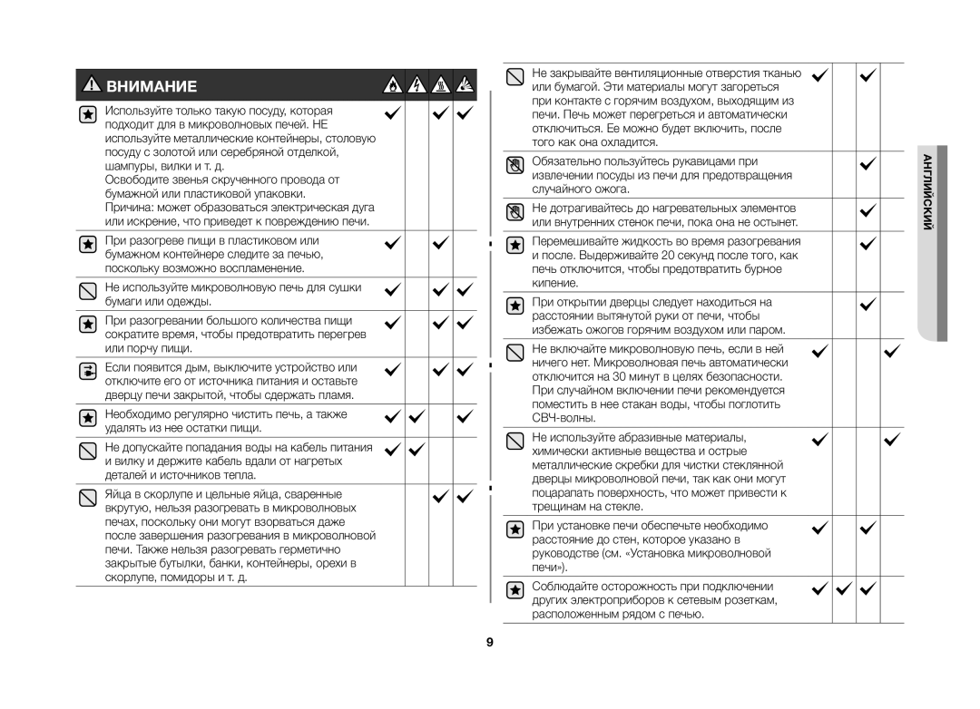 Samsung GW733KR-X/BWT manual Внимание 