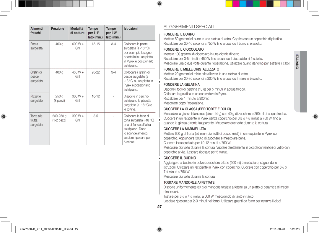 Samsung GW733K-B/XET, GW733K/XET manual Suggerimenti Speciali 