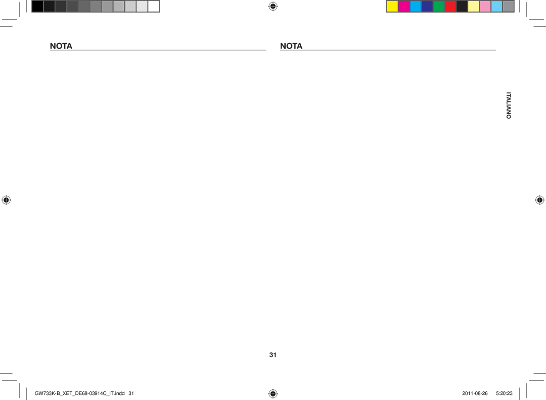 Samsung GW733K-B/XET, GW733K/XET manual Nota 