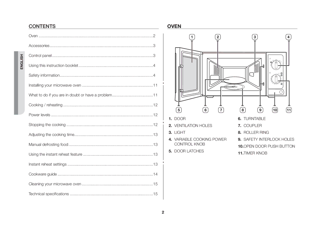 Samsung MW71E/SLI, GW73B-S/XEO, MW71E-S/SLI manual Contents, Oven 