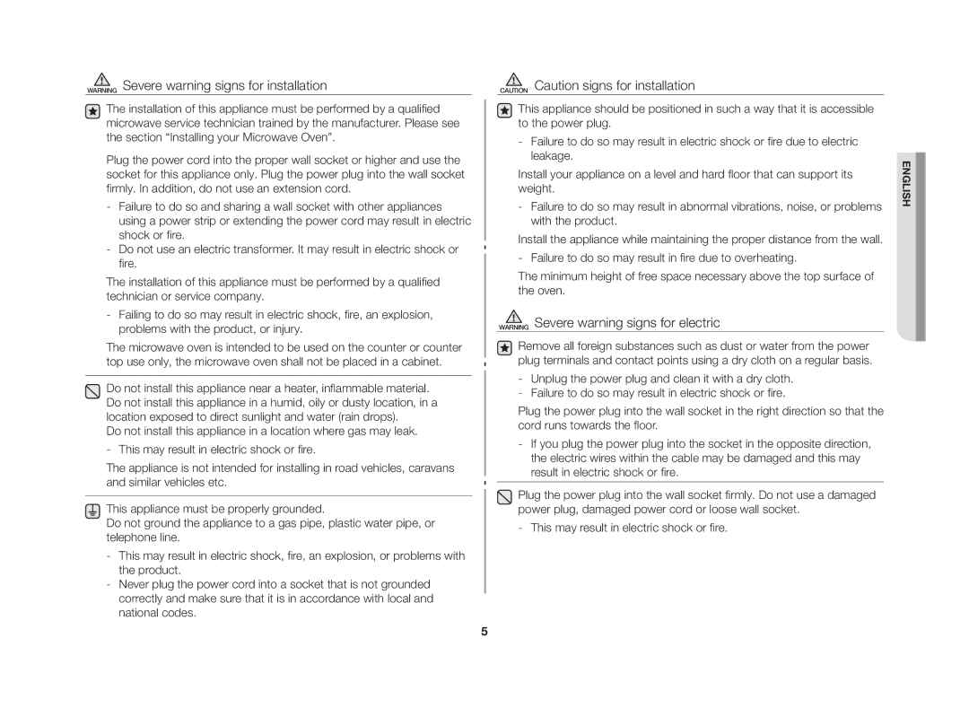 Samsung MW71E/SLI, GW73B-S/XEO, MW71E-S/SLI manual English 