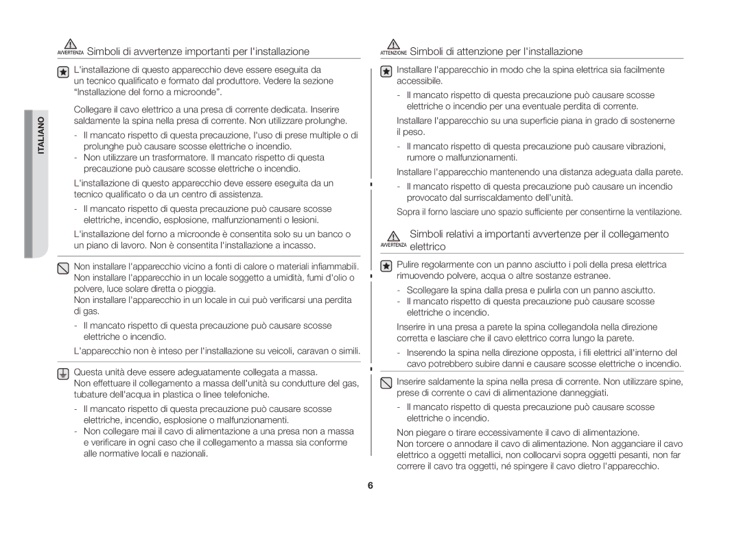 Samsung GW73B-S/XET, GW73B/XET manual Simboli relativi a importanti avvertenze per il collegamento 