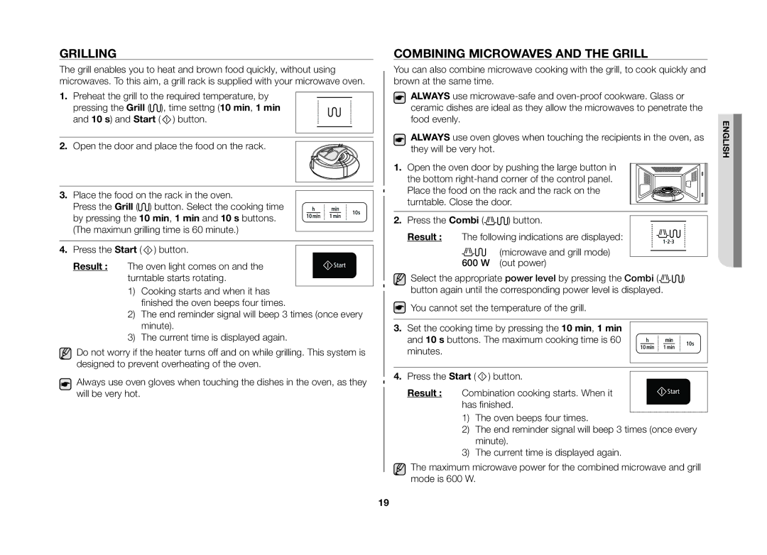 Samsung GW73B/ELE manual Grilling, Combining Microwaves and the Grill 