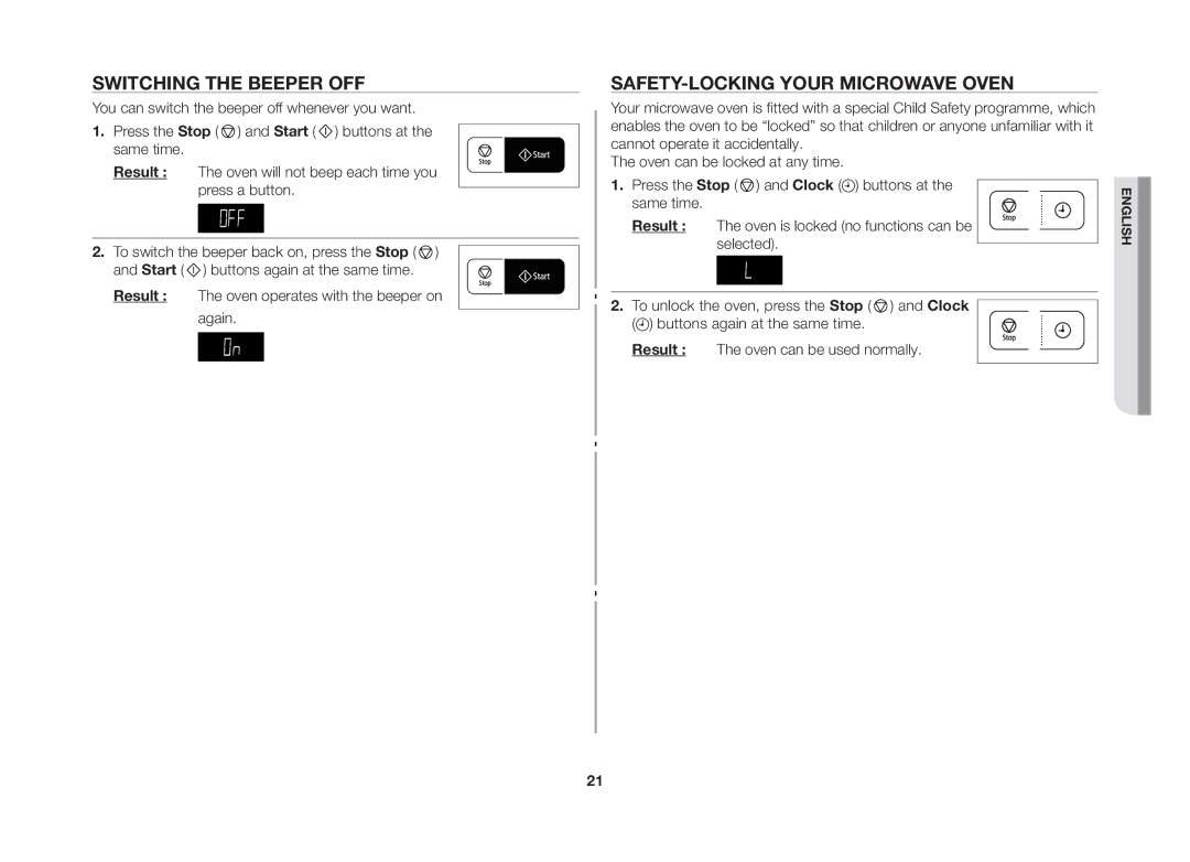 Samsung GW73B/ELE manual Switching the Beeper OFF, SAFETY-LOCKING Your Microwave Oven, Again 