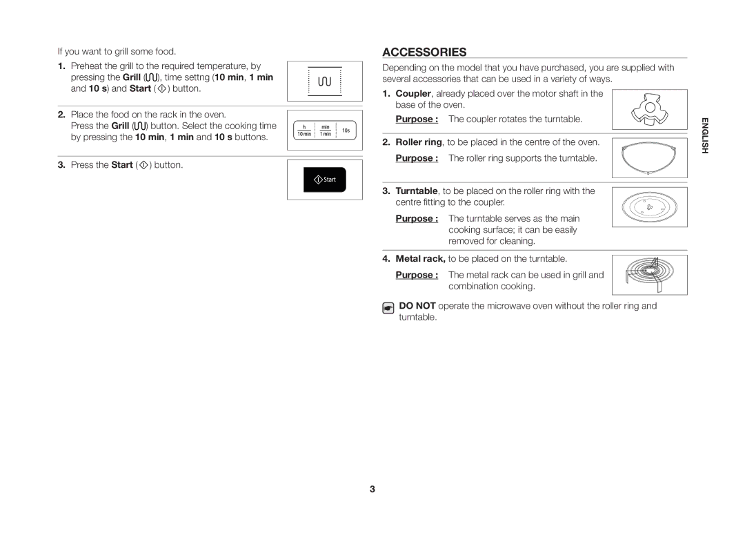 Samsung GW73B/ELE manual Accessories 