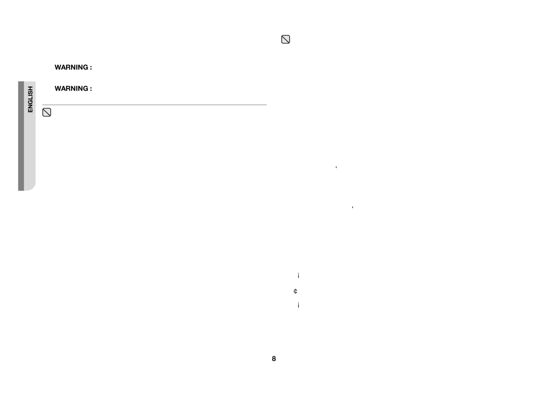 Samsung GW73B/ELE manual This may result in fire. Do not over-heat food 